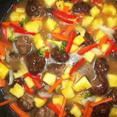 Sweet and Sour Meatballs (Suan T'ien Niu Jou Po Lo La Tzu)