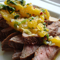Paprika and Coriander Rubbed Steaks with Orange-Coriander Salsa