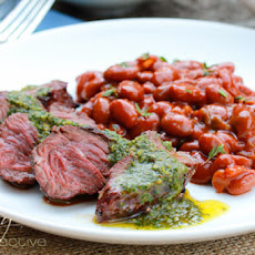 Grilled Hanger Steak with Cilantro Mint Chimichurri