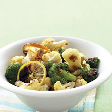 Roasted Broccoli and Cauliflower with Lemon and Garlic