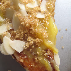 Bruléed (lemon curd) French toast with almonds