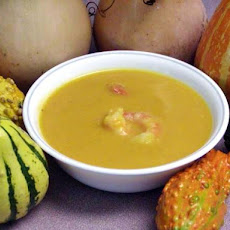 Butternut Shrimp Soup Topped With Sherry