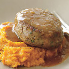 Turkey-Thyme Meatloaf Patties with Mashed Sweet Potatoes