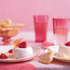 Rose Water Panna Cotta with Raspberries and Lychees