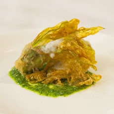 Fried Squash Blossoms with Salsa Verde