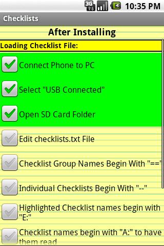 Avilution Checklists