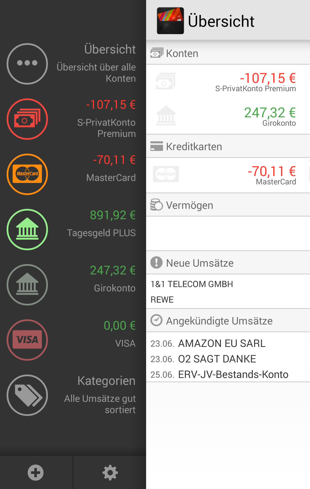 Android application favoBank – Online-Banking screenshort
