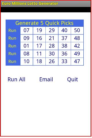 Euro Millions Lotto Generator