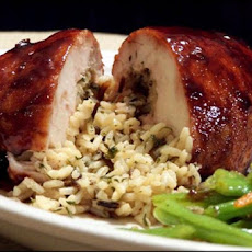 Black Raspberry Glazed Chicken With Wild Rice Stuffing