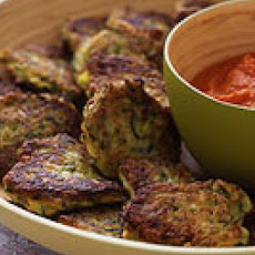 Zucchini Fritters with Roasted Red Pepper Dip
