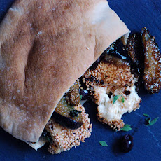 Sesame-Crusted Feta and Fig Jam in a Pita Sandwich