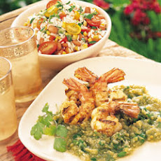 Chili-Glazed Shrimp with Tomatillo-Cilantro Sauce