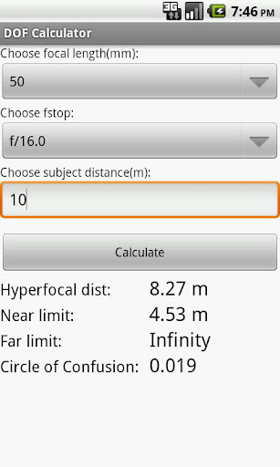 DOF Calculator