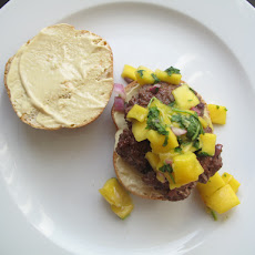 Glazed Five Spice Burger with Gingery Mangos