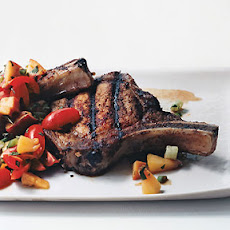 Grilled Pork Chops with Tomato Peach Relish