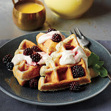 Lemon-Poppy Seed Belgian Waffles with Blackberry Maple Syrup