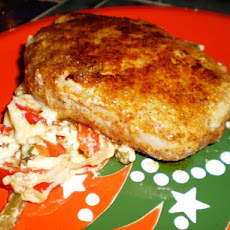 Parmesan Boneless Pork With Sautéed Peppers and Onions