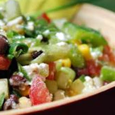 Black Bean, Corn, and Tomato Salad with Feta Cheese