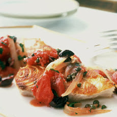 Halibut with Puttanesca Sauce