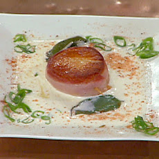 Bacon Wrapped Scallops with Fried Sage and Brie Cream Sauce