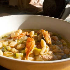 Tarragon, bean and smoky mackerel quick soup