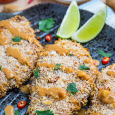 Crispy Baked Thai Peanut Sauce Coated Chicken
