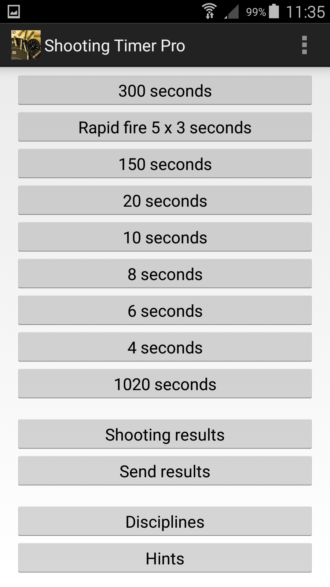 Android application Shot and Duel Timer Pro screenshort