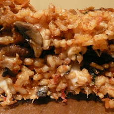 Torta di risotto with char-grilled Portobello mushrooms and three cheeses