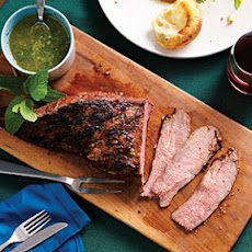 Garlic-Rubbed Tri-Tip with Mint Caper Salsa