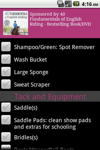 Horse Show Checklist Free