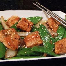 Salmon and Snow Pea Stir Fry