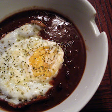 Fried Egg Over Black Bean Soup