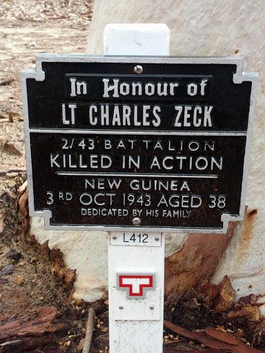 King's Park Memorial: Lieutenant Charles Zeck
