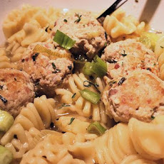 Chicken & Bacon Meatballs in Cider Broth