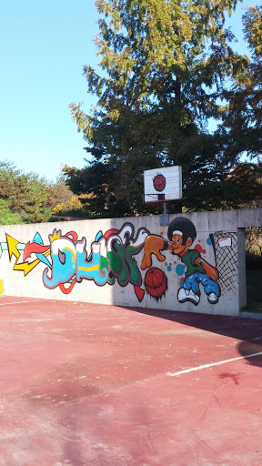 벽화있는 농구 골대