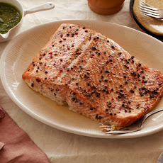 Slow Roasted Salmon with Sage and Parsley Pistou