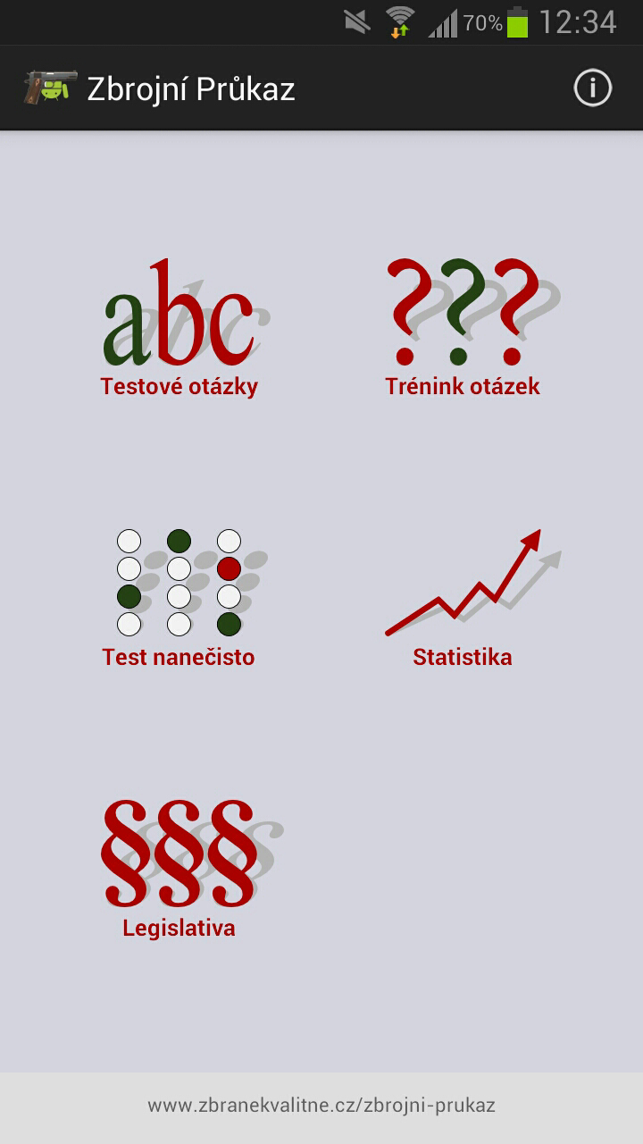 Android application Zbrojní průkaz od ZbraneKvalitne.cz - testy 2021 screenshort