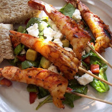 Grilled Shrimp Skewers With Spinach Salad