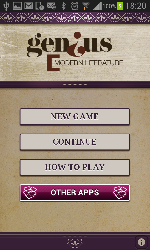 Android application Genius Modern Literature Quiz screenshort