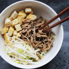Make-Ahead Peanut Soba Noodles with Tofu and Pickled Bean Sprouts