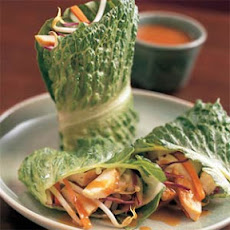 Chicken Lettuce Wraps with Peanut-Miso Sauce