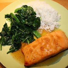 Baked Maple-Glazed Salmon With Wilted Spinach