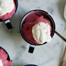 Rhubarb and Gin Sorbet with Rose Cream