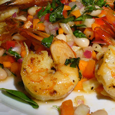 Pan-Seared Lemon-Basil Shrimp with White Bean Salad