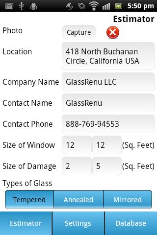 GlassRenu Job Estimation Tool