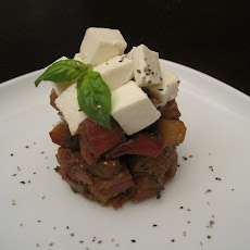 Balsamic Rhubarb with Breadpudding and Mozzarella