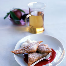 Fried Plum Ravioli with Mint Cream