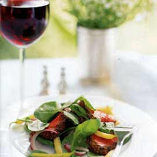 Mustard-Crusted Beef Tenderloin with Arugula, Red Onion, and Wax Bean Salad