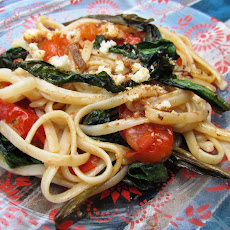 Pasta with roasted ramps and grape tomatoes (GF)