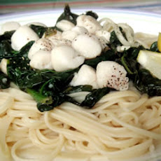 Scallops and Spinach over Pasta